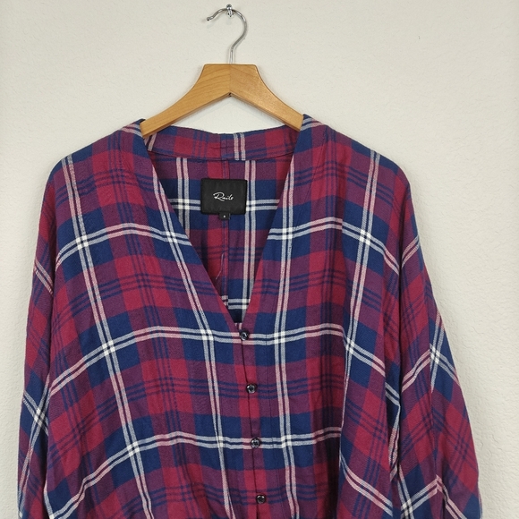 Rails Sloane Plaid Tie Waist Button Up Shirt Red Blue Size Small - Picture 6 of 12